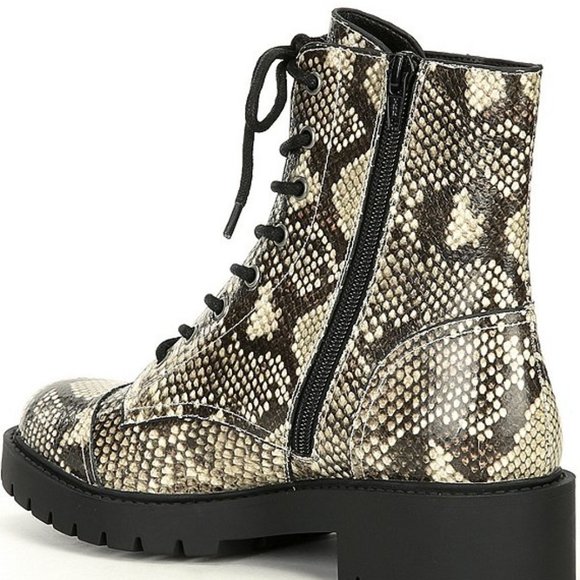 Chelsea & Violet War Snake Print Combat Block Heel - Picture 3 of 6